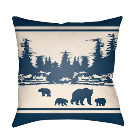 Lodge Cabin Woodland Poly Filled Pillow - Navy & Beige - 18 X 18 In.